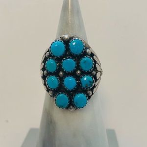 Vintage sterling silver turquoise ring,10.5.